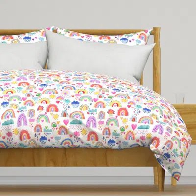 Spoonflower Rainbows Of Hope In The Sky Duvet Cover