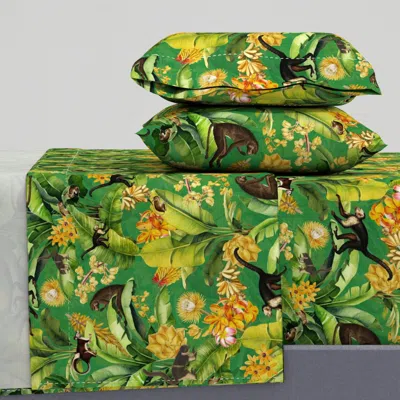 Spoonflower Rainforest Inspired Luxurious Nostalgic Lush Bold Banana Palm Tree Garden Queen Sheet Se