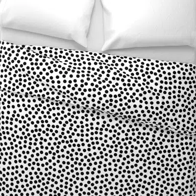 Spoonflower Random Black And White Polka Dots - Lg Wide Cotton Sateen 3.5 oz 26" X 20" Standard Knife Edge