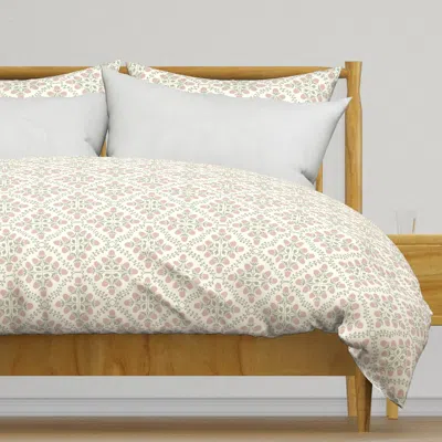 Spoonflower Raspberry Garden Trellis Duvet Cover