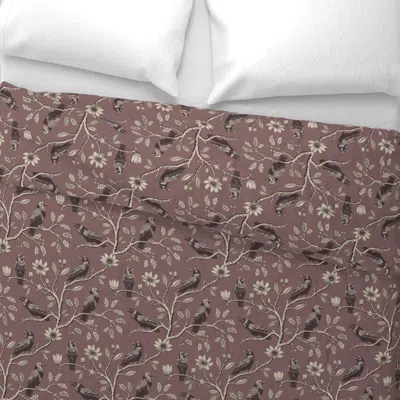 Spoonflower Ravens Toile Oak Magnolia -light Mauve With Green -med King Pillow Sham In Multi