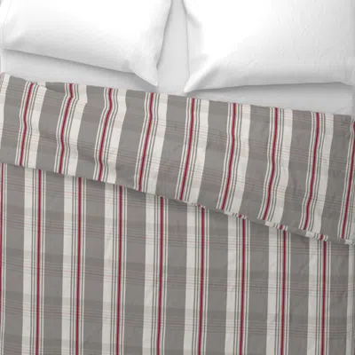 Spoonflower Red And Beige Plaid Wide Cotton Sateen 3.5 oz 26" X 20" Standard Knife Edge