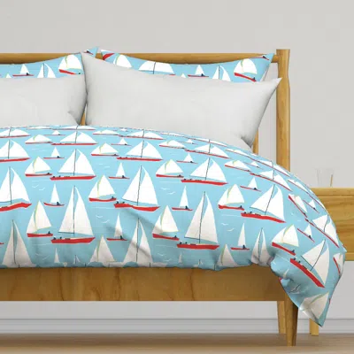 Spoonflower Red Boats At Morning - Sailors Duvet Cover