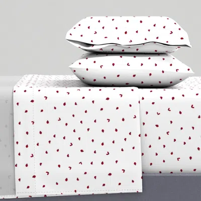 Spoonflower Red Ladybugs On White Queen Sheet Set