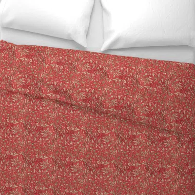 Spoonflower Red Lakspur By William Morris With Tender Rose Wide Cotton Sateen 3.5 oz 26" X 20" Standard Knife Ed