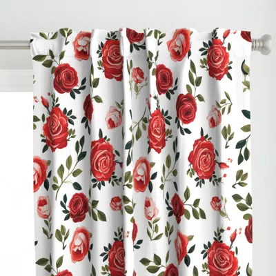 Spoonflower Red Roses - Red Flowers - Curtain Panel