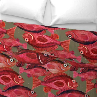 Spoonflower Red Snapper - Large Scale Wide Cotton Sateen 3.5 oz 26" X 20" Standard Knife Edge
