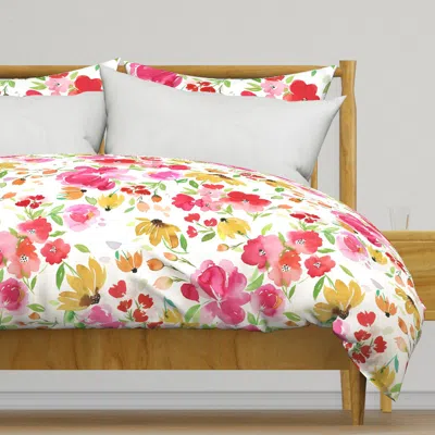 Spoonflower Red Spring Floral Smells Like Duvet Cover