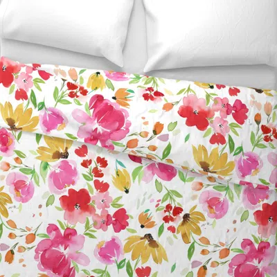 Spoonflower Red Spring Floral Smells Like Spring Mom Watercolor Green And Pink King Pillow Sham