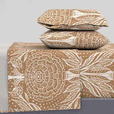 Spoonflower Refined Boho Cottage Core Marigold With Touch Of Modern Farmhouse Cal King Sheet Set