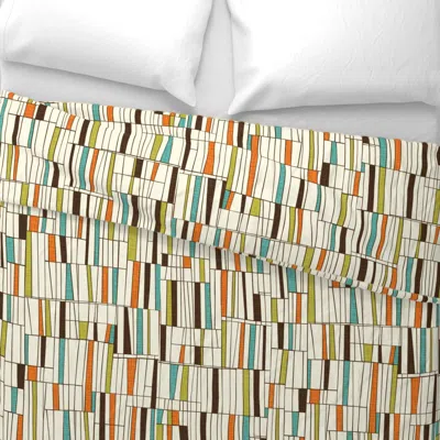 Spoonflower Retro Atomic Teak Danish Modern Shapes Abstract Lines Mid Century Modern King Pillow Sha