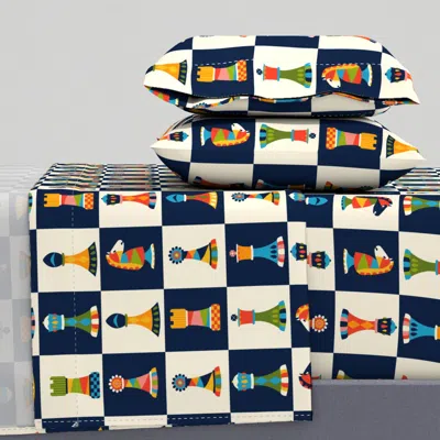 Spoonflower Retro Chess Pieces Full Sheet Set