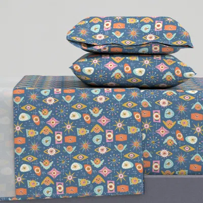 Spoonflower Retro Clocks Cal King Sheet Set
