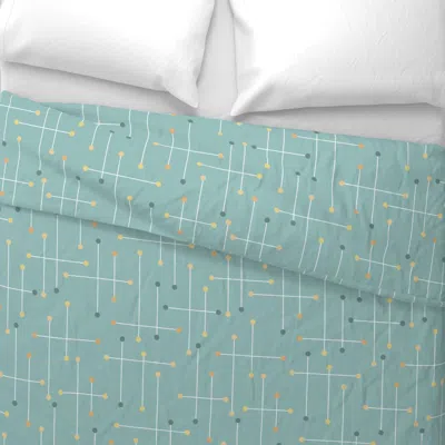 Spoonflower Retro Crosshatch-mid Mod-atomic-plaid-dots Grid-green Mist-large Euro Pillow Sham