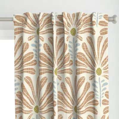 Spoonflower Retro Daisy Hand Drawn Curtain Panel