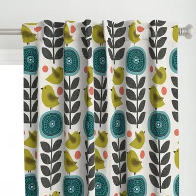Spoonflower Retro Flowers And Birds Curtain Panel