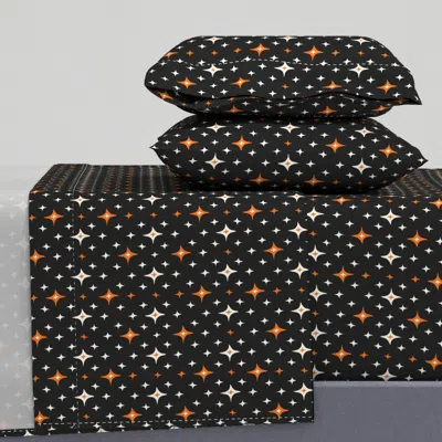 Spoonflower Retro Halloween Atomic Starburst - Mid Century Geometric Black Orange (r) Full Sheet Set