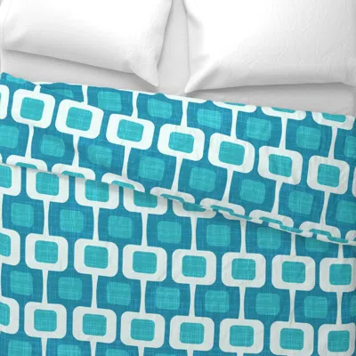 Spoonflower Retro Mid-century Modern Geometric Textured Turquoise Large King Pillow Sham