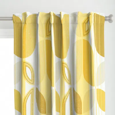 Spoonflower Retro Mod Kitchen Flowers Curtain Panel In Yellow