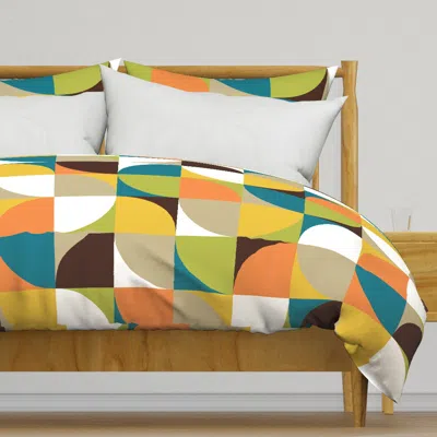 Spoonflower Retro Mod Squares White Duvet Cover