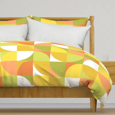 Spoonflower Retro Mod Squares White Yellow Duvet Cover