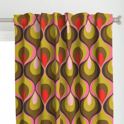 Spoonflower Retro Mood Fuchsia Olive Curtain Panel
