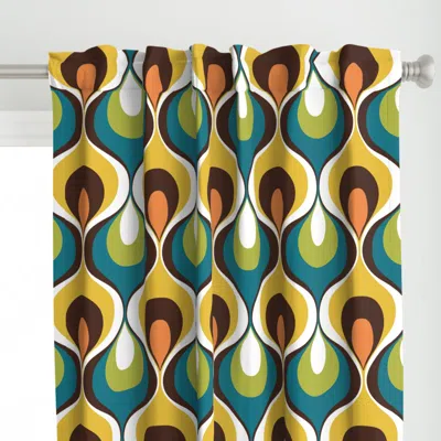 Spoonflower Retro Mood Mustard Teal Curtain Panel