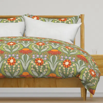 Spoonflower Retro Nouveau Flowers Duvet Cover