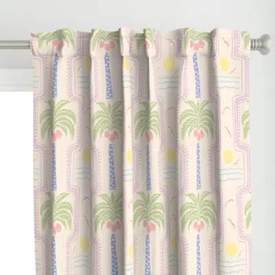 Spoonflower Retro Palm Trees Sunset Curtain Panel