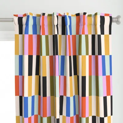 Spoonflower Retro Rainbow Stripe 1.5" Curtain Panel