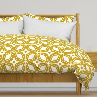 Spoonflower Retro Starburst Geometric Gold Duvet Cover
