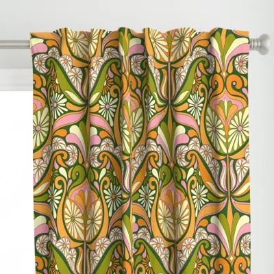 Spoonflower Retro Swirly Floral Deco Curtain Panel In Multi