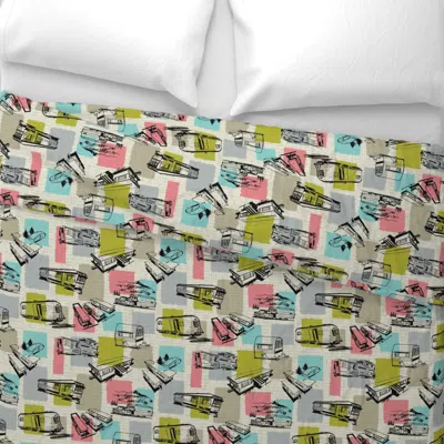 Spoonflower Retro Travel Trailer Love Wide Cotton Sateen 3.5 oz 26" X 20" Standard Knife Edge