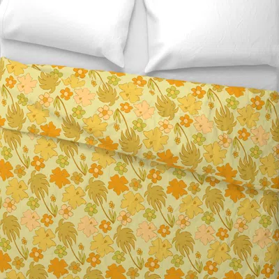 Spoonflower Retro Tropical Daydreams Flower Power Sunshine Wide Cotton Sateen 3.5 oz 26" X 20" Standard Knife Ed