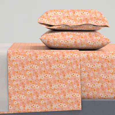 Spoonflower Retro Vintage Floral Small Scale Pink Full Sheet Set