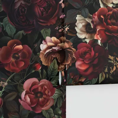 Spoonflower Rich Burgundy Blooms Dark Floral Pattern With Roses & Peonies Performance 2' X 12' In Multi