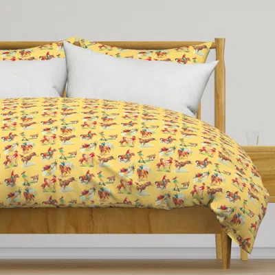 Spoonflower Ride Em Cowboy Cowgirl Gold Duvet Cover