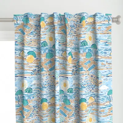 Spoonflower Riviera Beach Day Blue Curtain Panel
