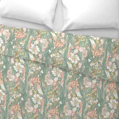 Spoonflower Romantic Cottage Garden - Blushing Pink King Pillow Sham