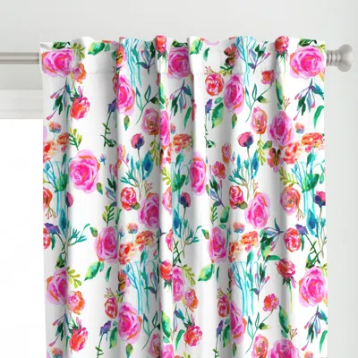 Spoonflower Romantic Roses Pink Curtain Panel