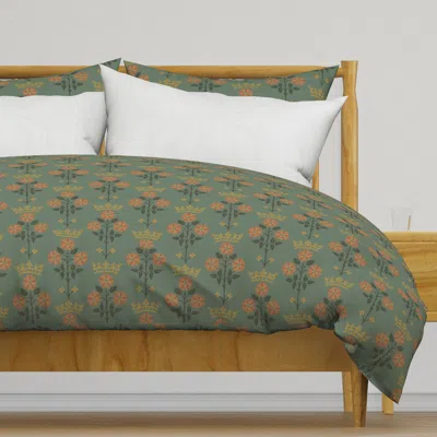 Spoonflower Rose & Crown In Green Duvet Cover