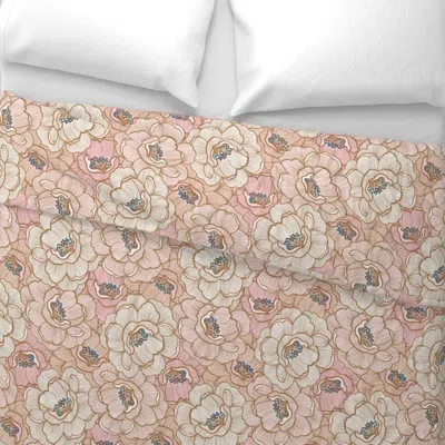 Spoonflower Rose Of Victoria (xlarge) Pink - Vintage Flowers Wide Cotton Sateen 3.5 oz 26" X 20" Standard Knife 
