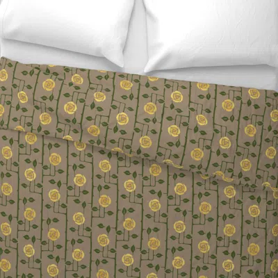 Spoonflower Rose Trellis Gold Flowers King Pillow Sham