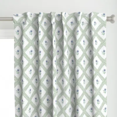 Spoonflower Rose Trellis - Pistachio Curtain Panel