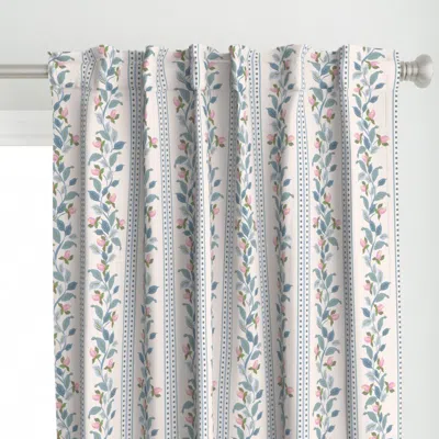 Spoonflower Rose Vine Libby Stripe Curtain Panel