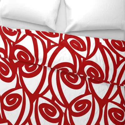 Spoonflower Rosebud Roses Red Euro Pillow Sham
