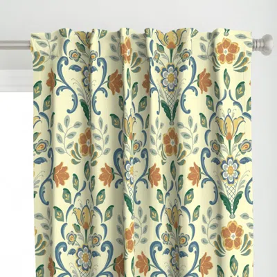 Spoonflower Rosemaling Yellow Curtain Panel