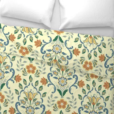 Spoonflower Rosemaling Yellow Wide Cotton Sateen 3.5 oz 26" X 20" Standard Knife Edge