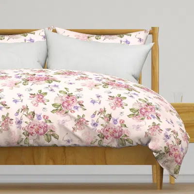 Spoonflower Roses And Sweet Violets Duvet Cover