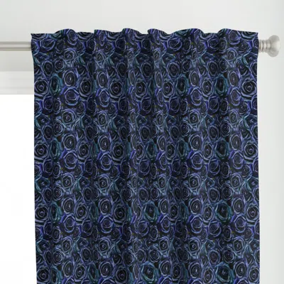 Spoonflower Roses In Blue Curtain Panel